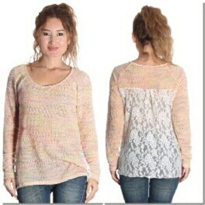 Women's Multicolor Sweater with Lace Back